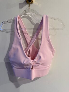 Fabletics Light Pink Twist-Front Crossback Sports Bra